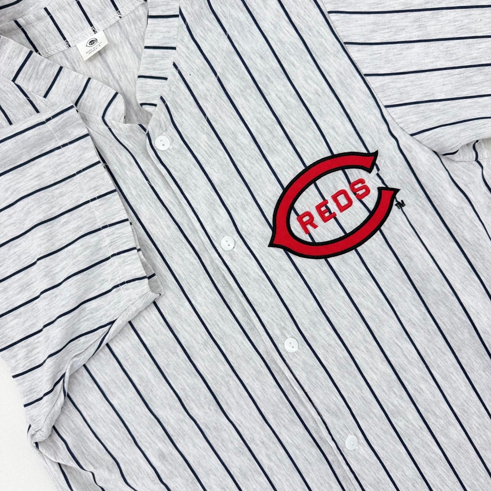 Success Brands Cincinnati Reds Baseball Jersey Adult S Gray Pinstripe Excellent